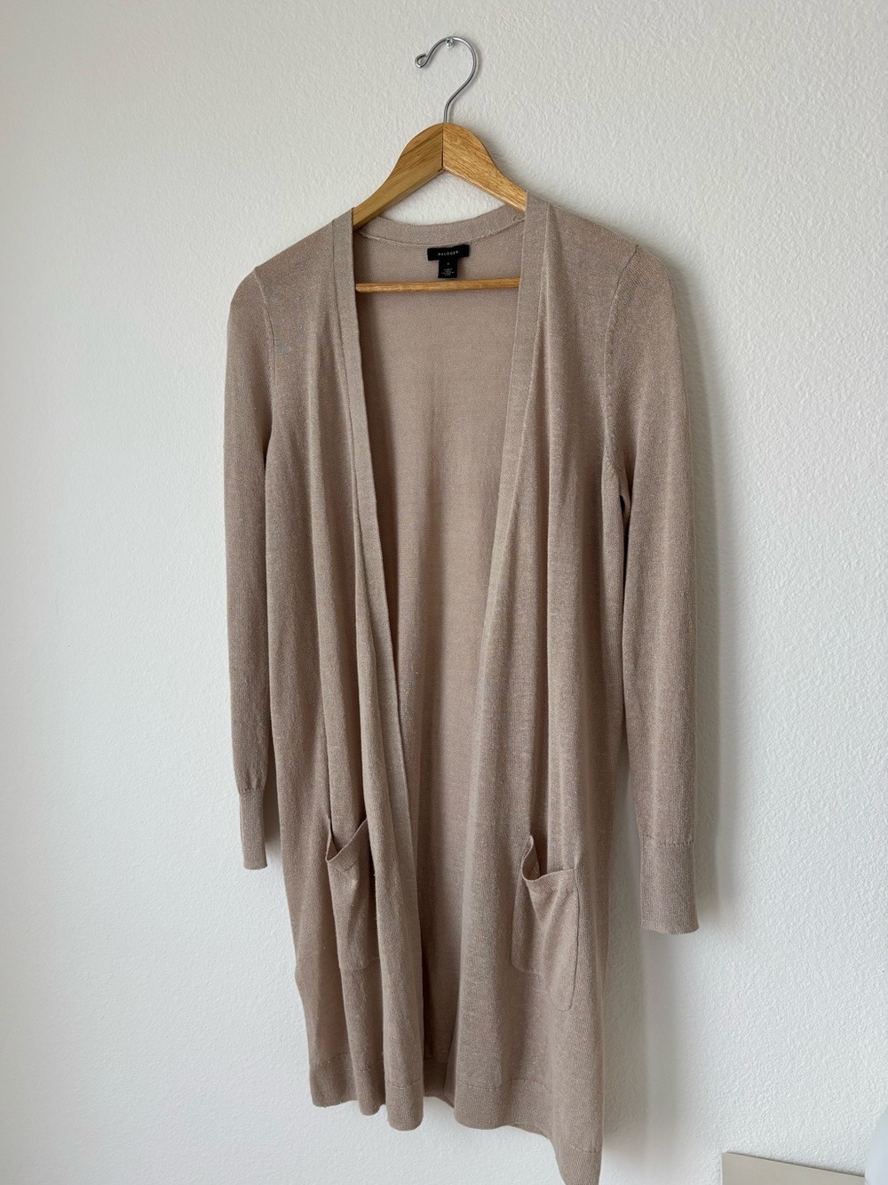 Halogen Light Taupe Open-Front Long Cardigan